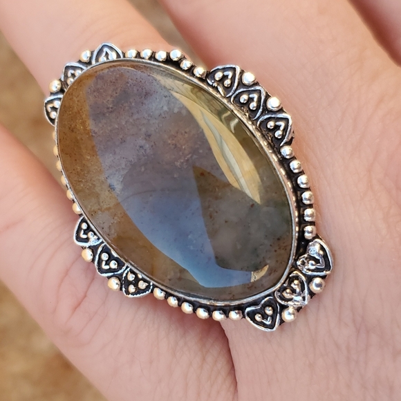 New Moss Agate 925 Silver Ring. - Picture 3 of 10